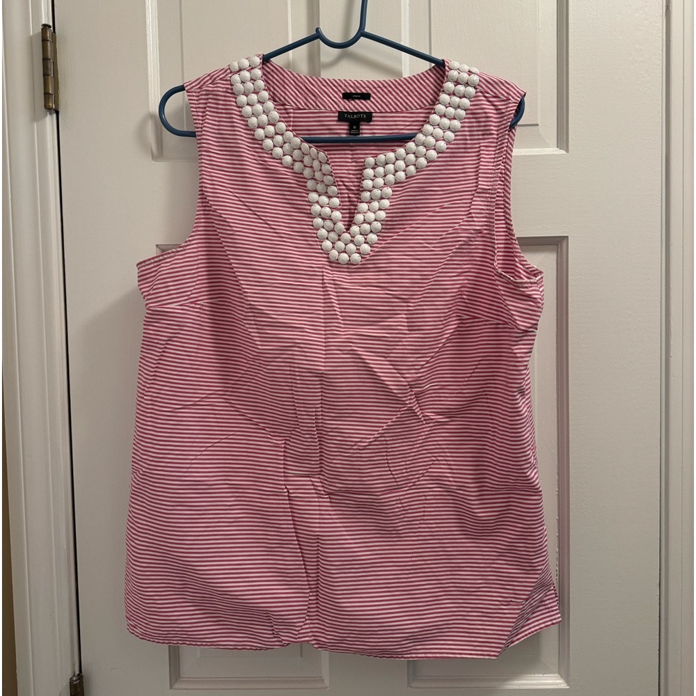 Talbots embellished sleeveless shift top
